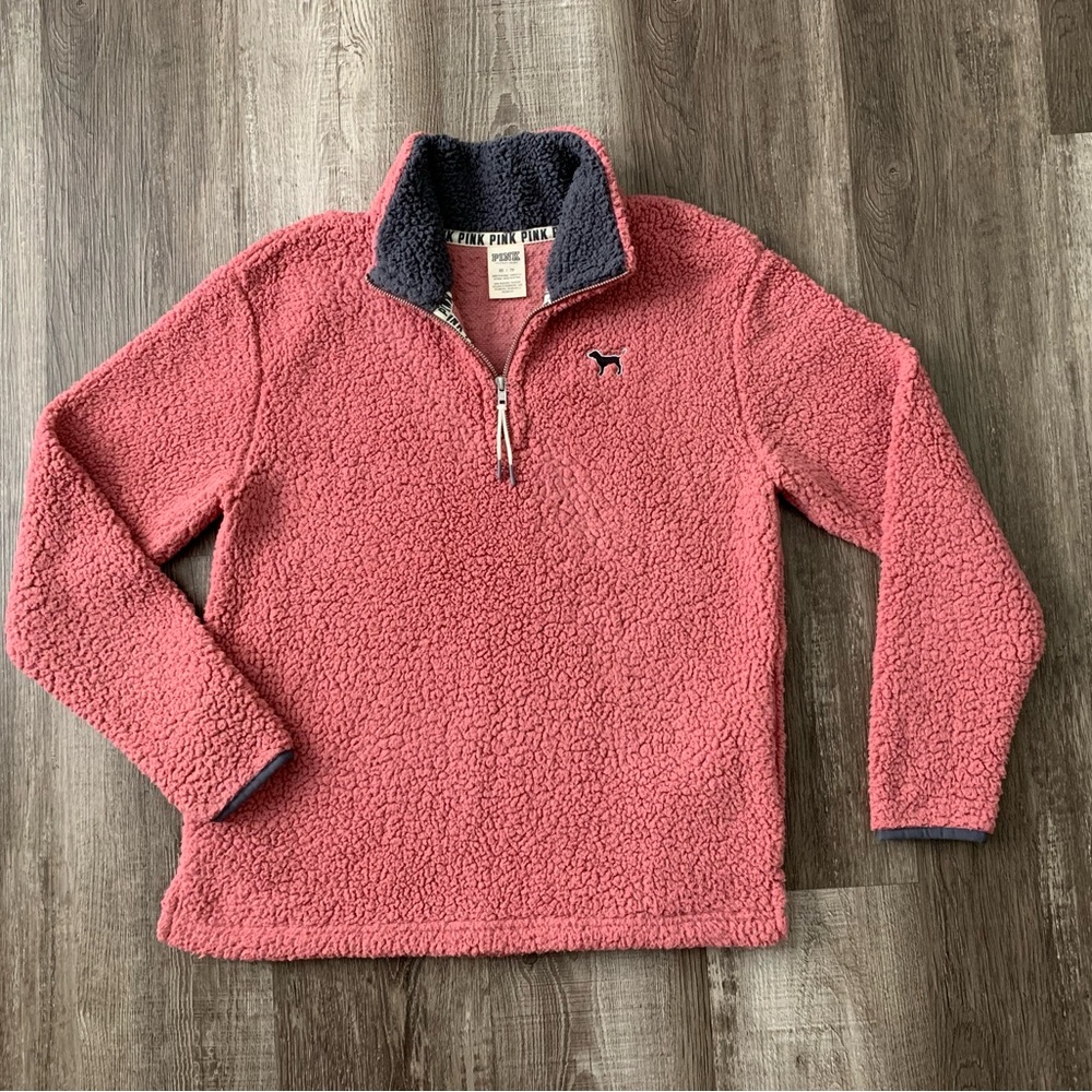 Victoria’s Secret Pink Sherpa Half Zip Pullover